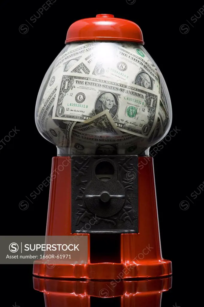 gumball machine full of money