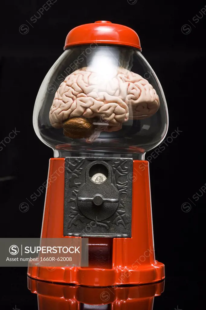 human brain in a gumball machine