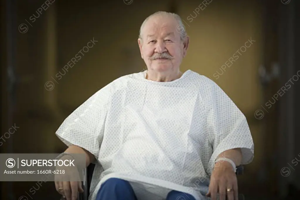 Portrait of a male patient sitting in a wheel chair