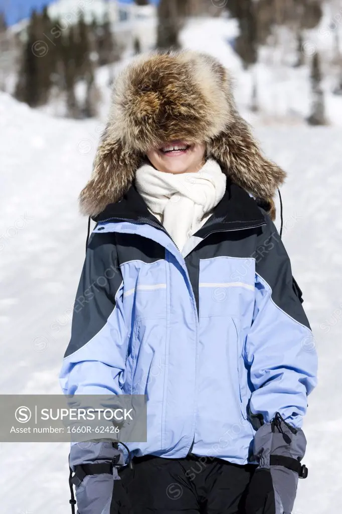 Person with fur hat