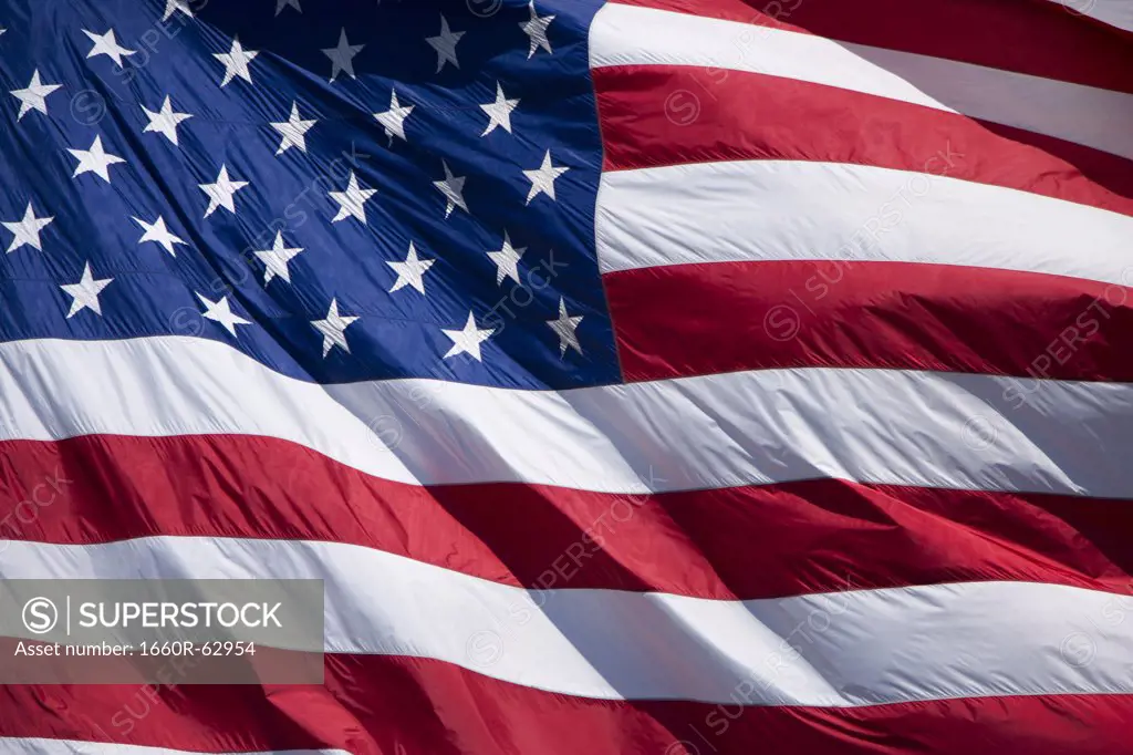Close-up of waving United States flag