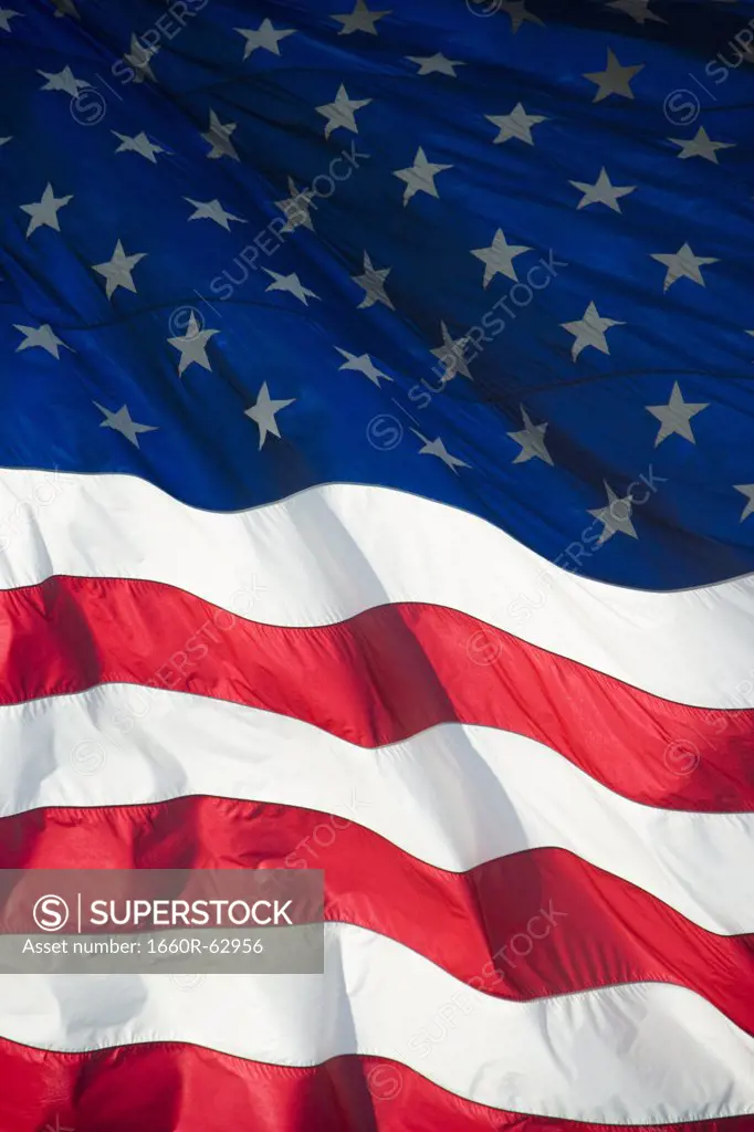 Close-up of waving United States flag