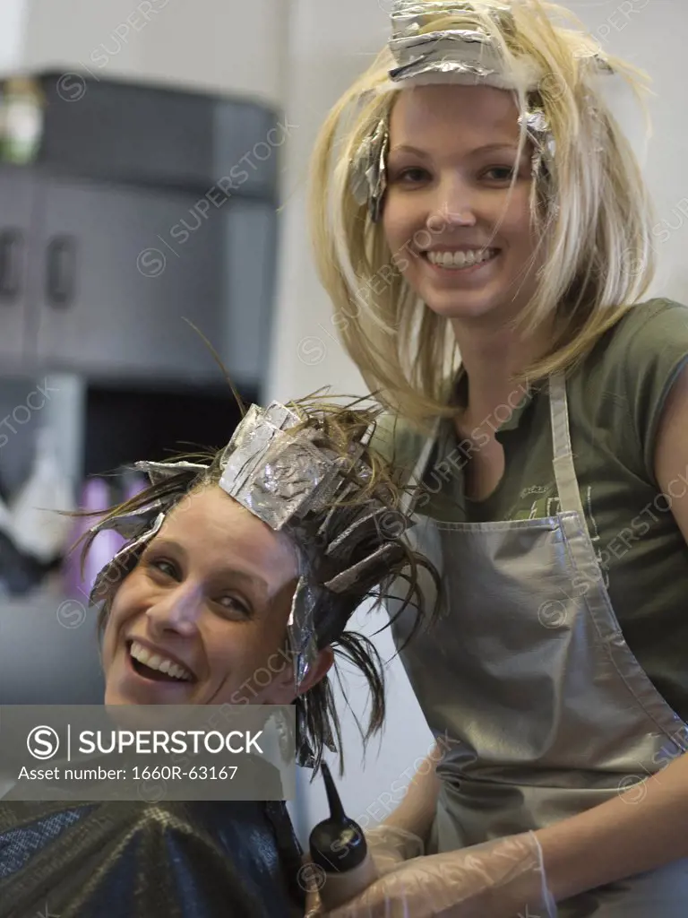 Portrait of two women in a beauty salon