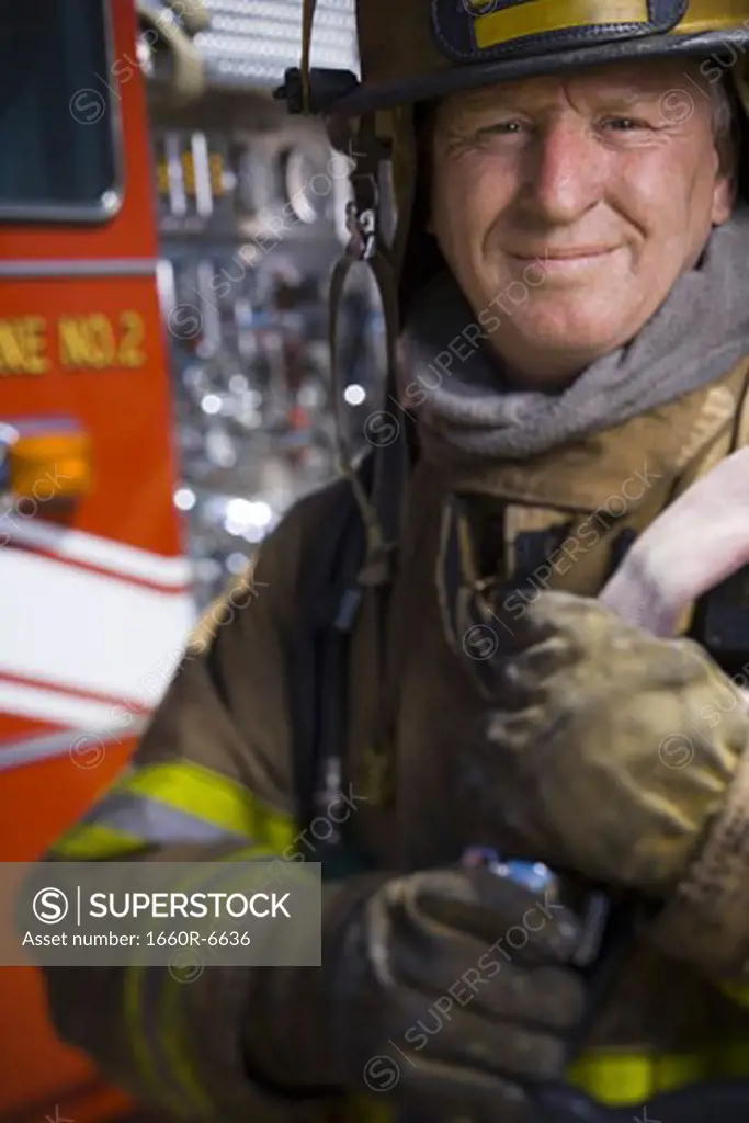 Portrait of a firefighter smiling