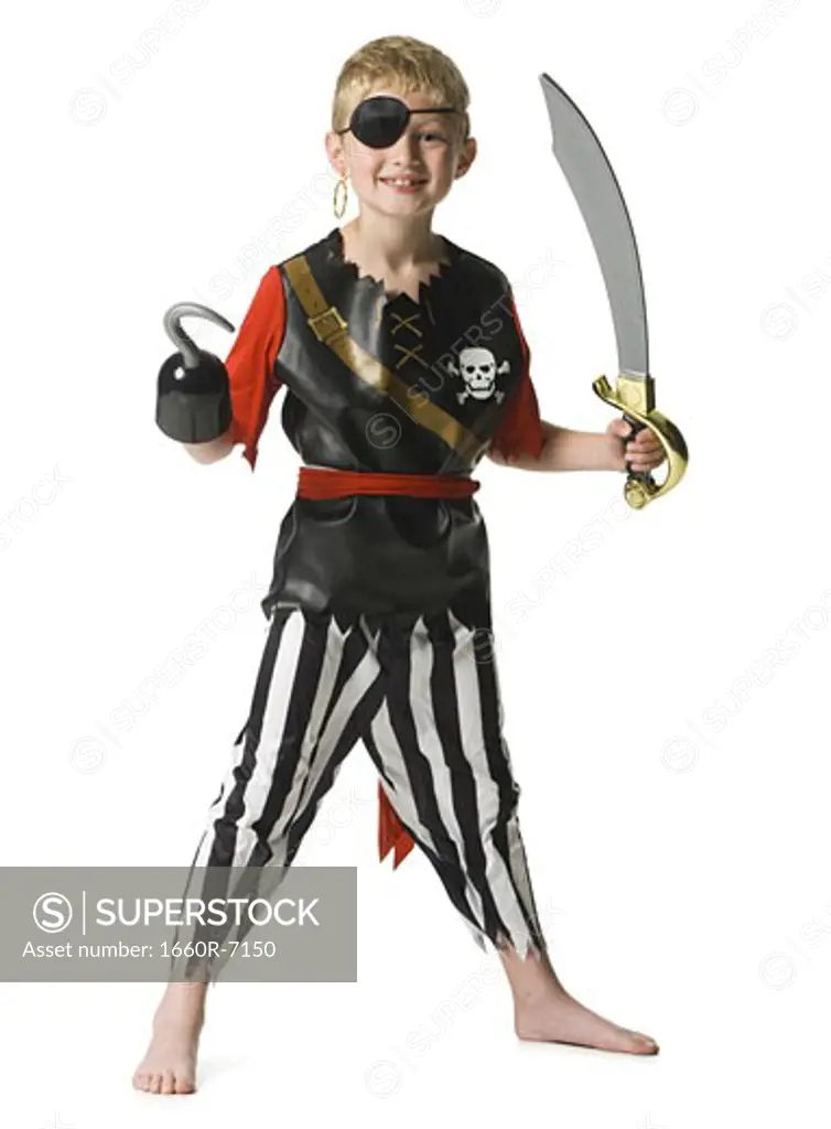 Portrait of a boy dressed as a pirate