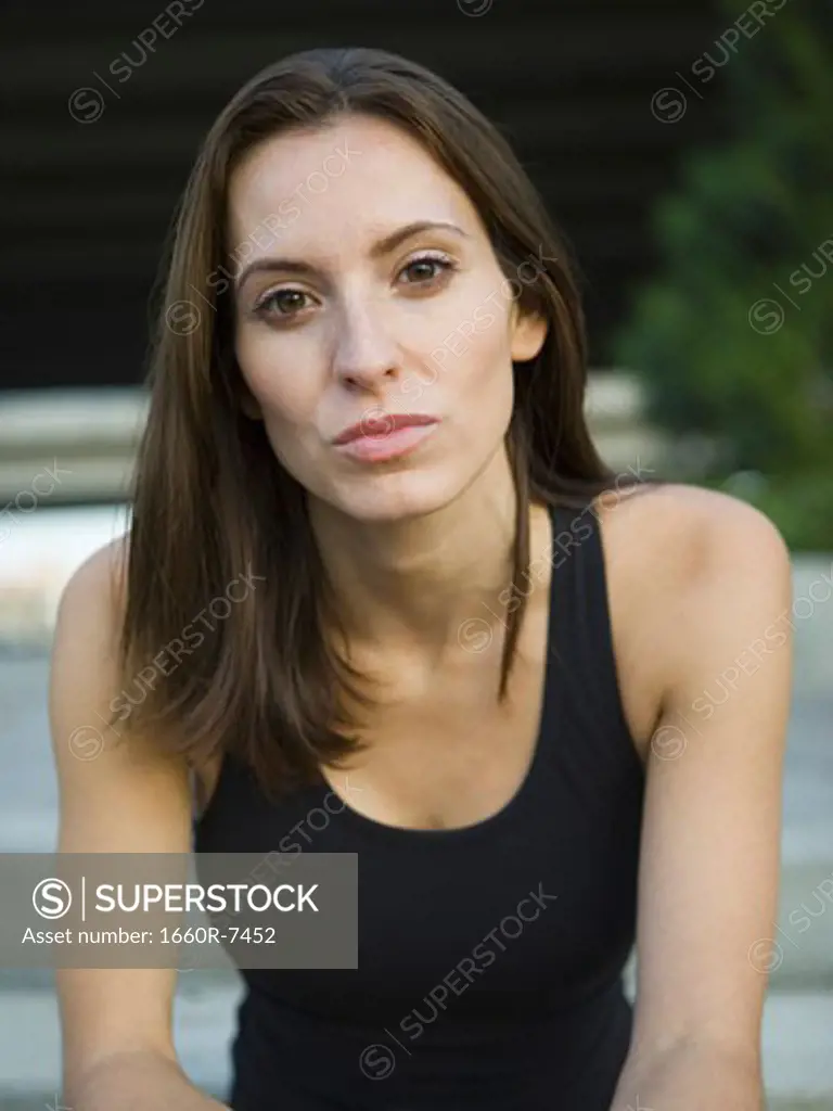 Portrait of a woman looking serious