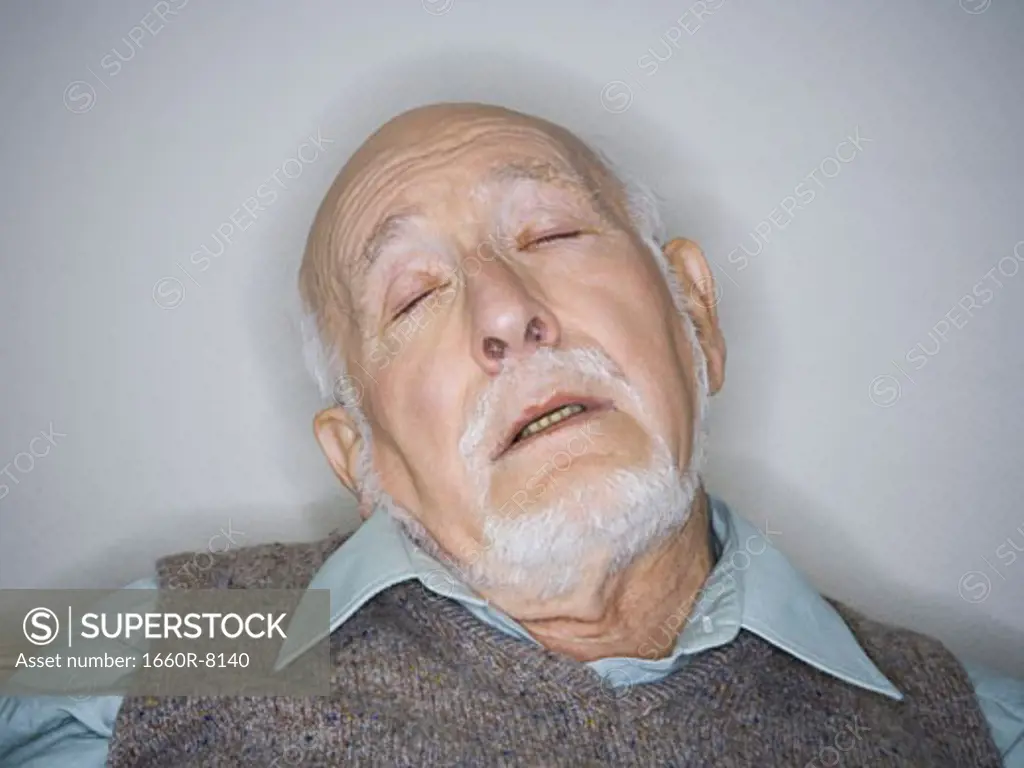 Close-up of a senior man sleeping