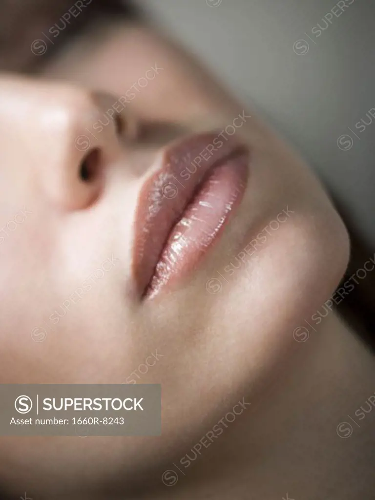 Close-up of a young woman's lips
