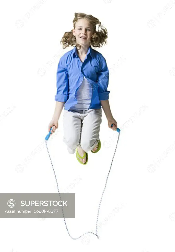 Portrait of a girl jumping rope