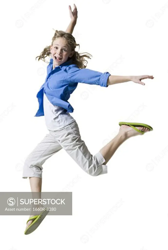 Portrait of a girl jumping