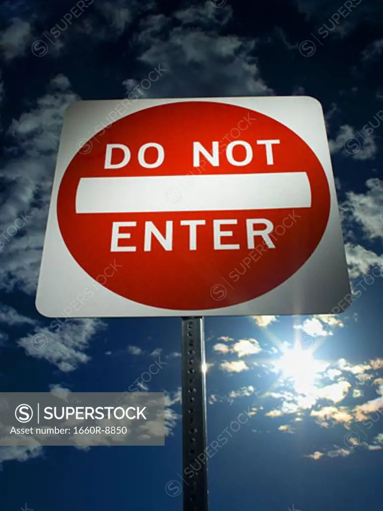 Low angle view of a do not enter sign