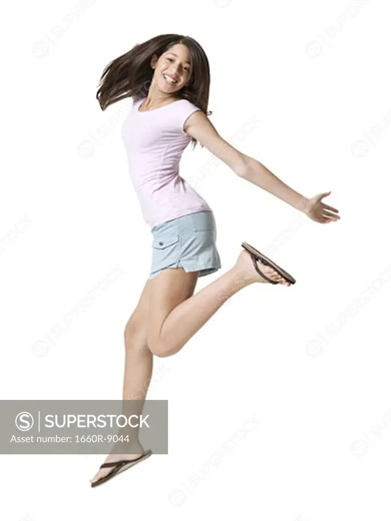Profile of a girl jumping