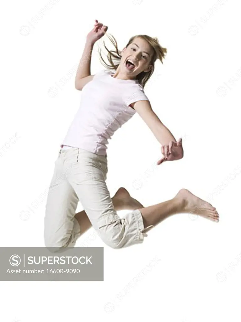Portrait of a girl jumping