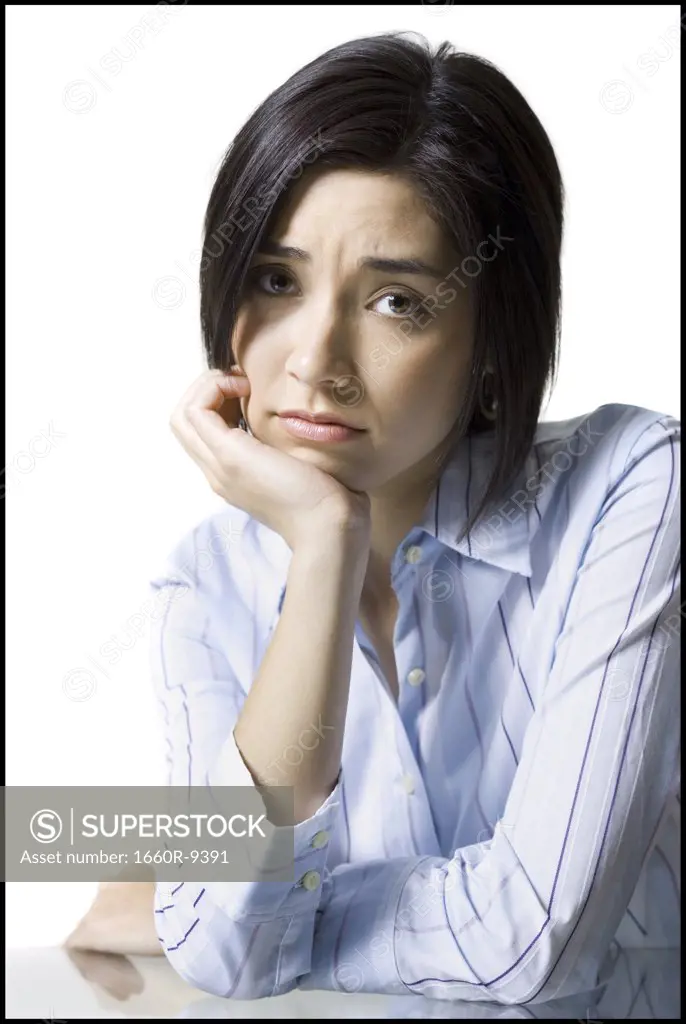 Portrait of a young woman looking depressed