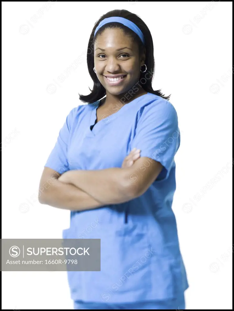 Portrait of a female nurse standing with her Arms Crossed, Arms Folded