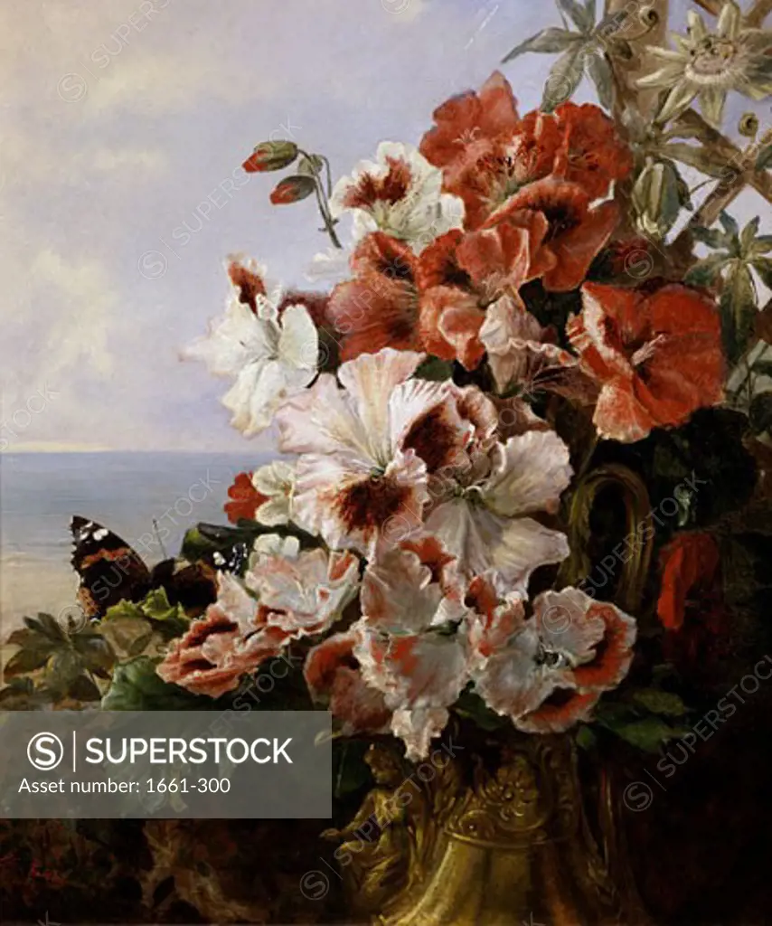 A STILL LIFE OF SUMMER FLOWERS Elizabeth Walker (1800-1876 British)