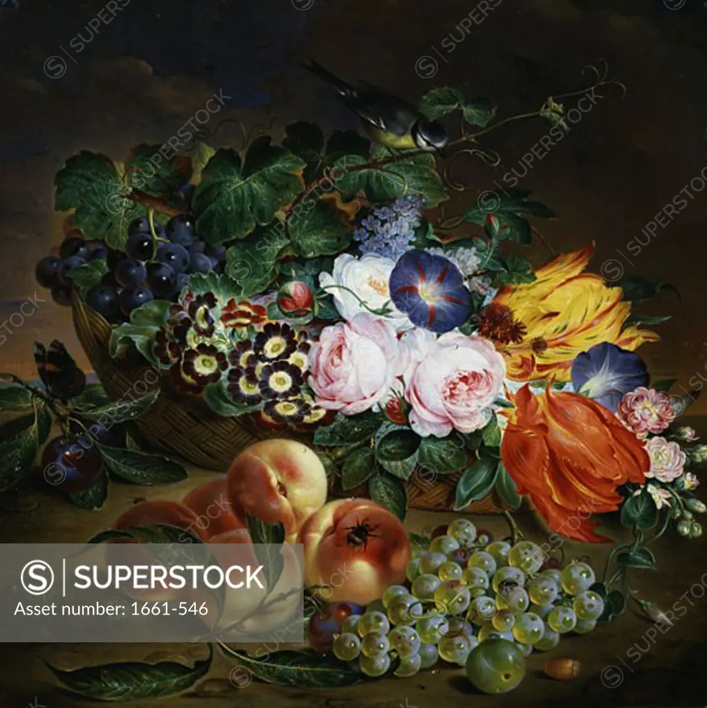 A Still Life of Fruit and Flowers 1834 Theodor Mattenheimer (1787-1856 German)