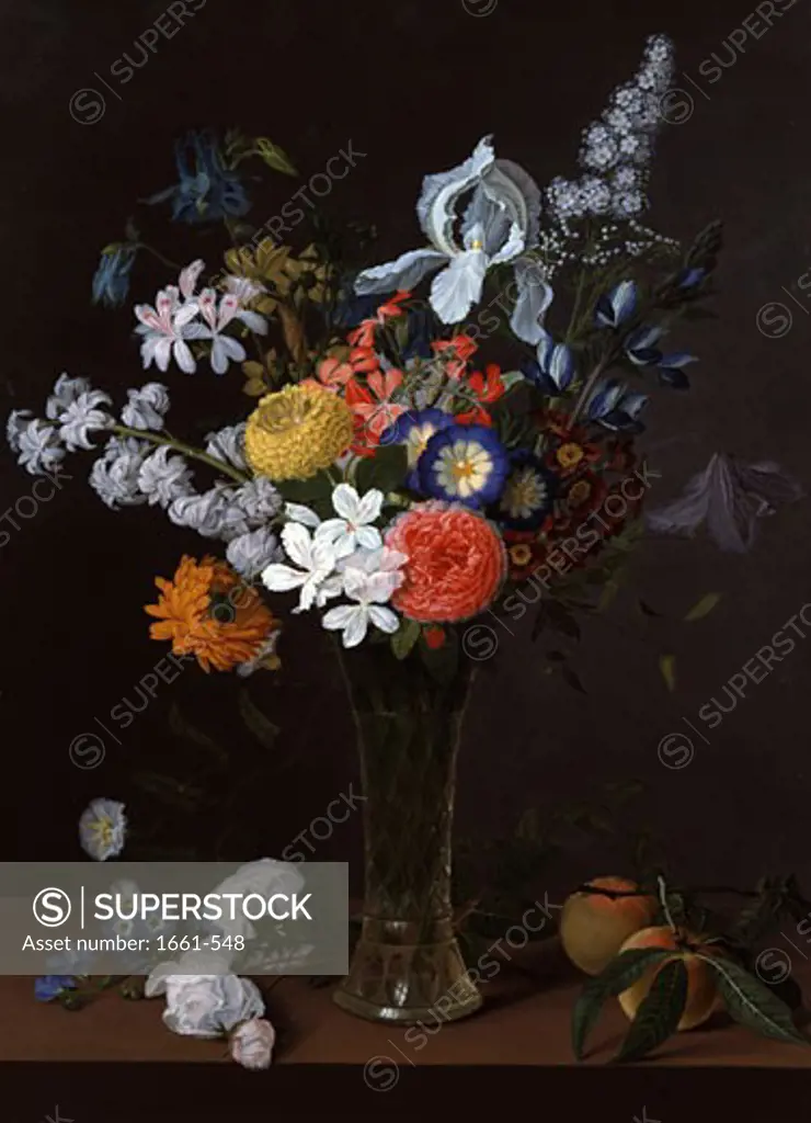Still Life of Flowers in Crystal Vase Anton Steiner (fl.1820)