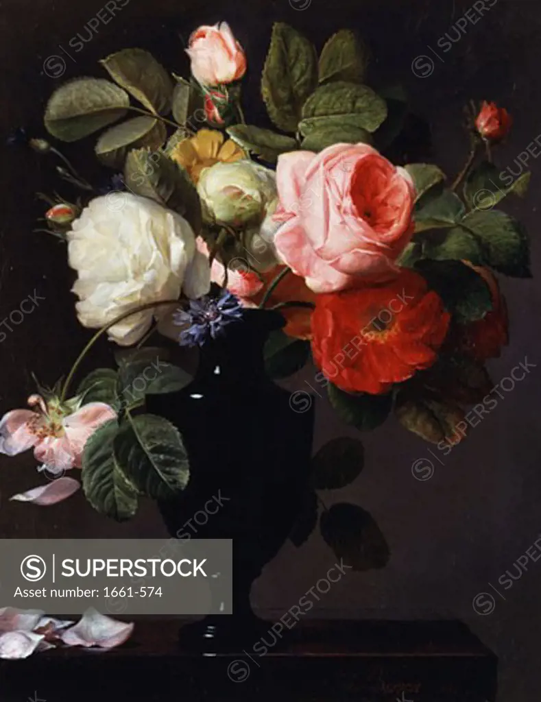 A Still Life of Roses Antoine Berjon (1754-1843 French)