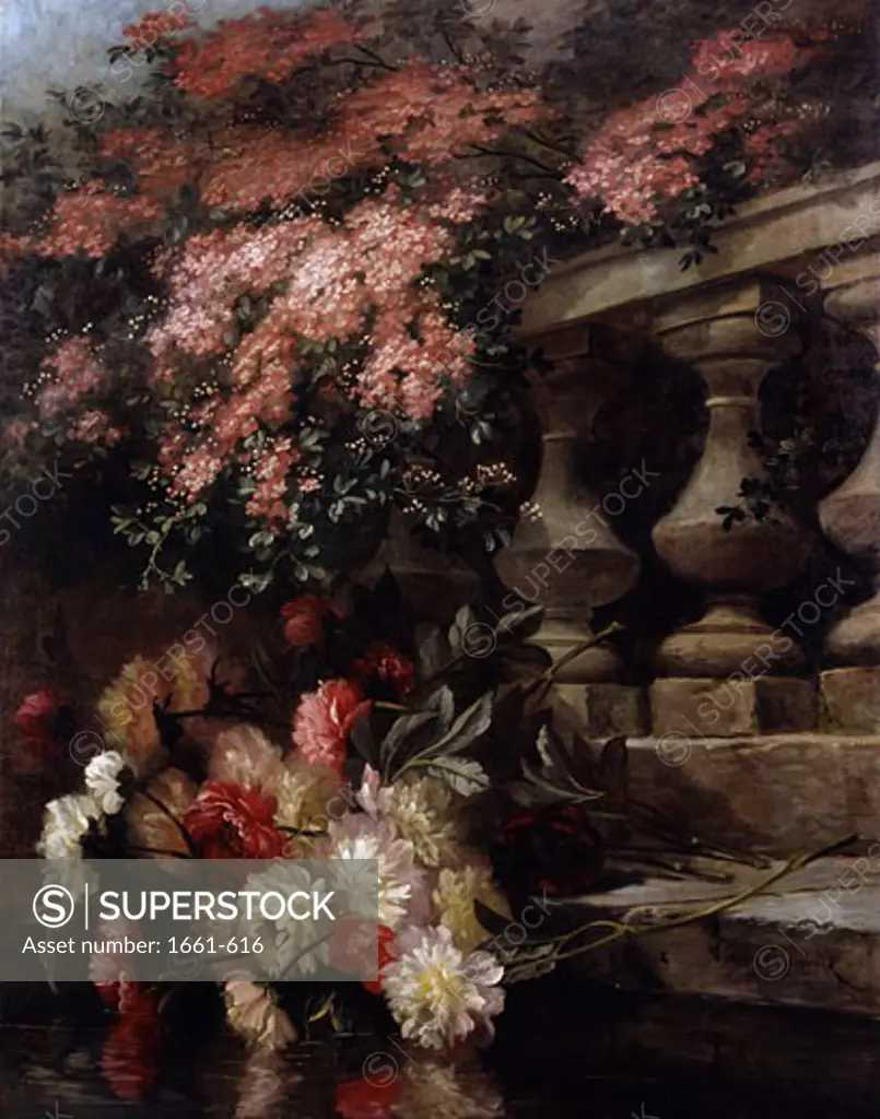 Fleurs sur le Balcon Jean Capeinick (1838-1890 Belgian)