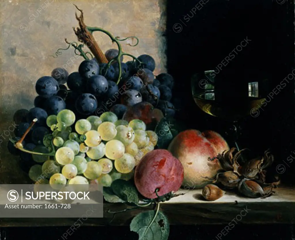 Still Life of Fruit and a Glass of Wine Edward Ladell (1821-1886 British)