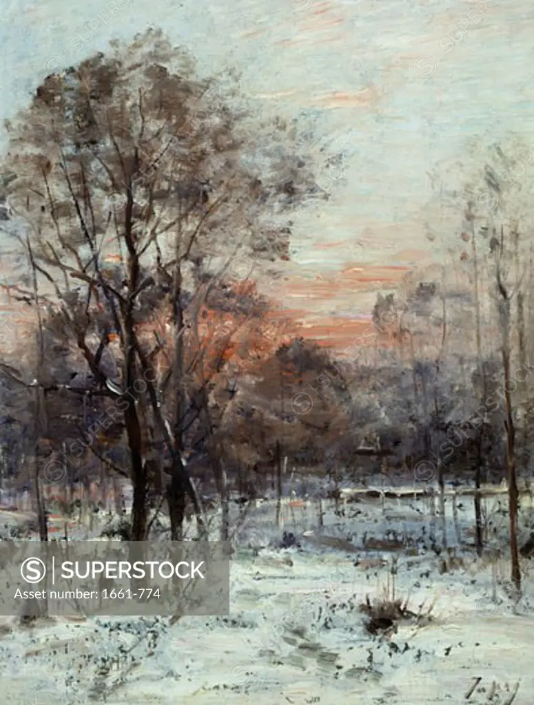 A Winter Landscape at Sunset, Louis Aime Japy, (1840-1916/French)