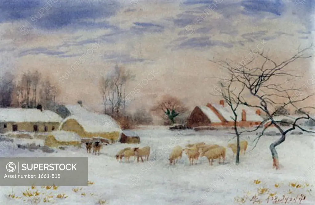 Snowy Pastures, Peter Ghent, (1856-1911/English)