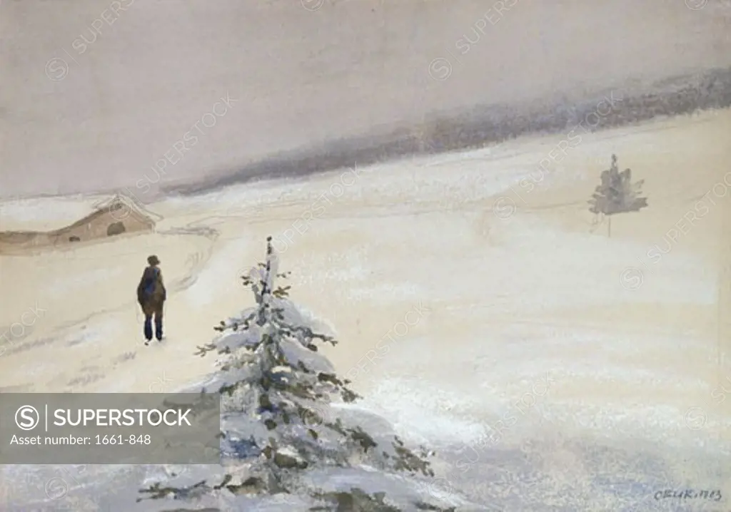 Winter Landscape, Emil Orlik, (1870-1932/Czech)