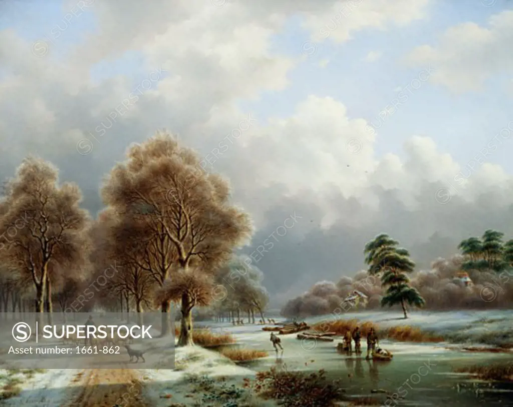 A Bright Winter's Day, Gerardus Hendriks, (1804-1859/Dutch)