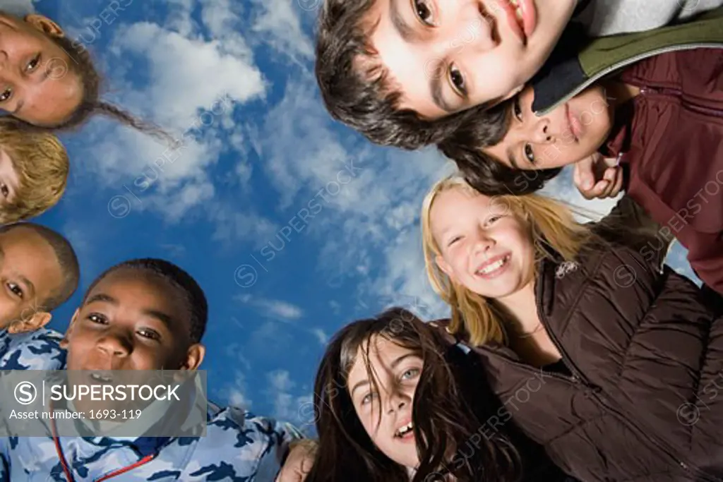 Low angle view of a group of children