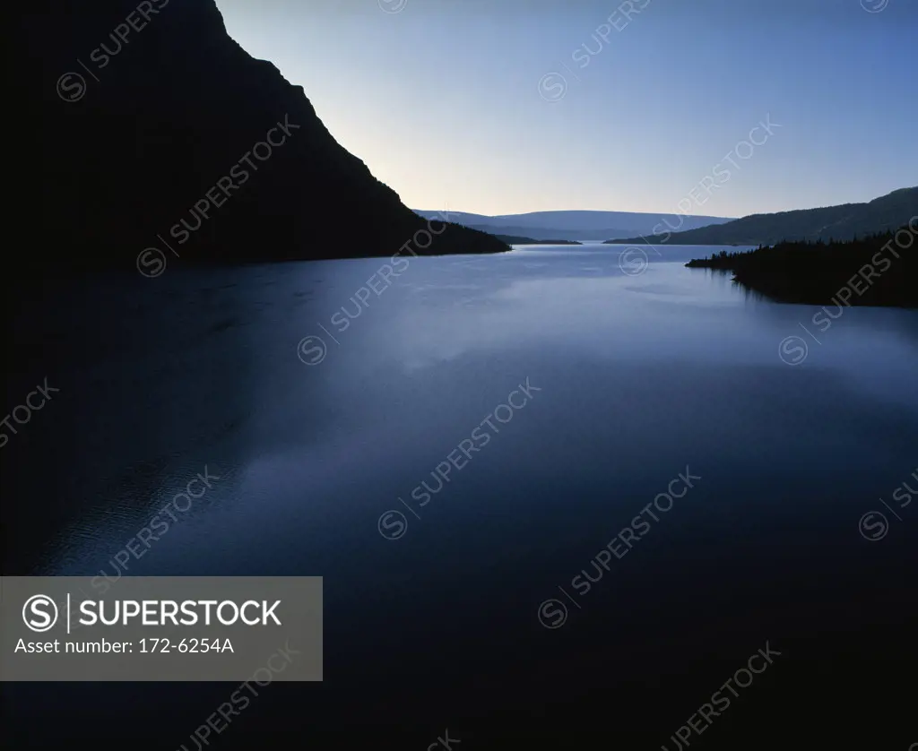 Silhouette of cliffs at the riverside, Priest River, Idaho, USA