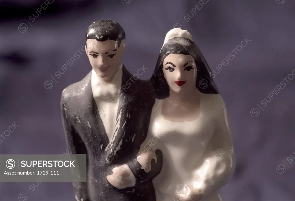 Close-up of a wedding cake figurine