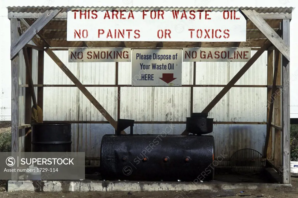 Waste oil disposal center, Southold, New York State, USA