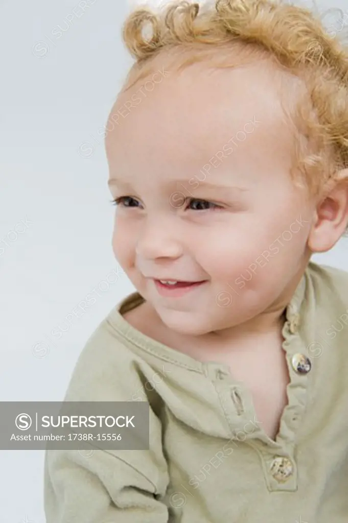 Close-up of a baby boy smiling