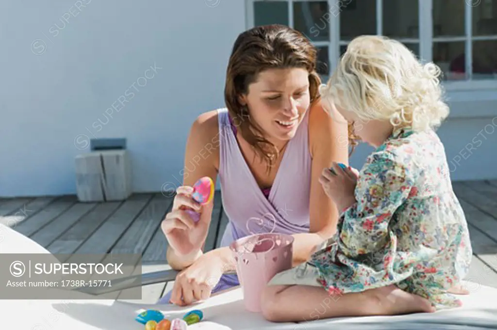 Woman playing with her daughter