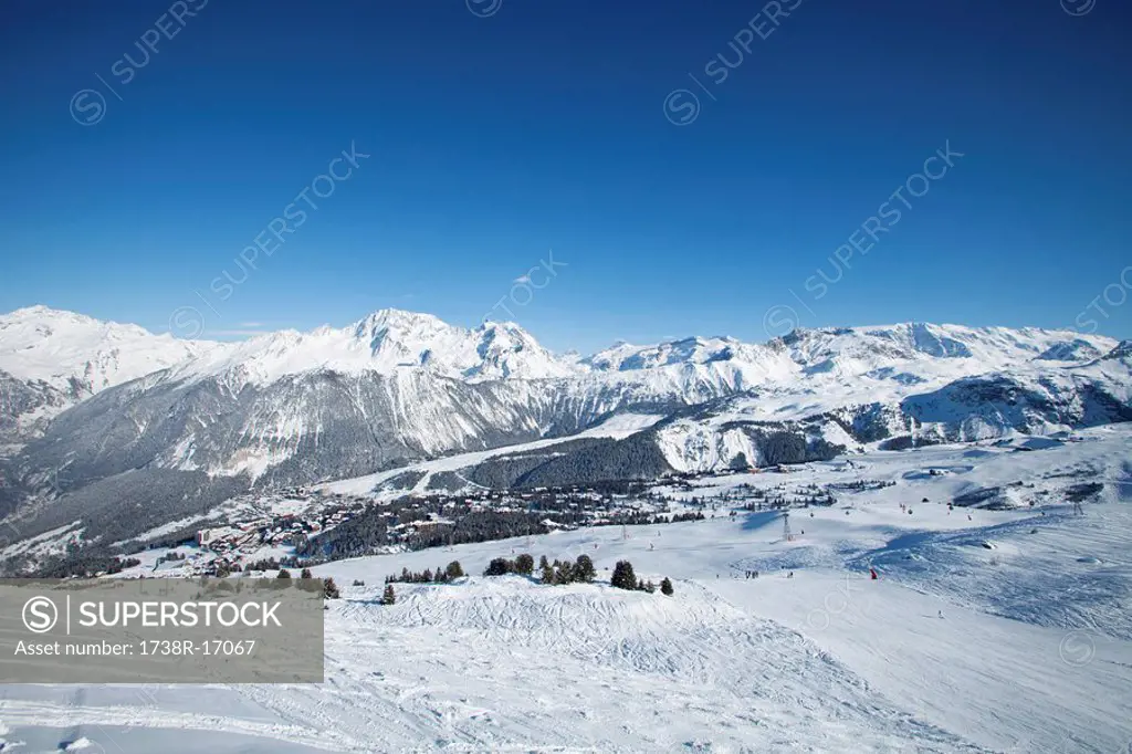 France, Alps, ski slope in Courchevel