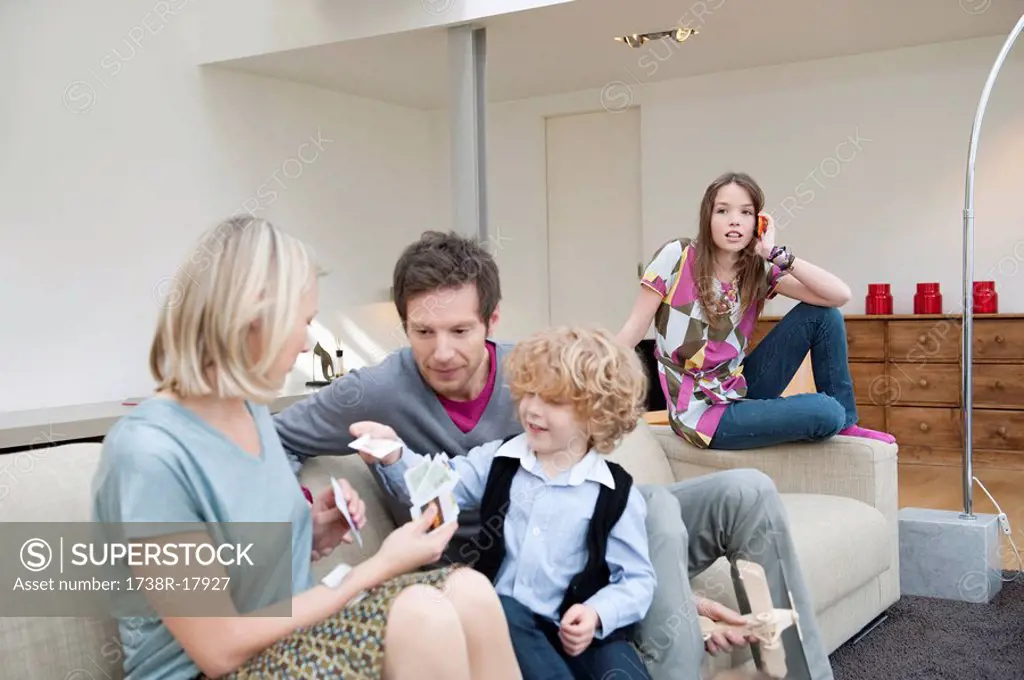 Family in a living room