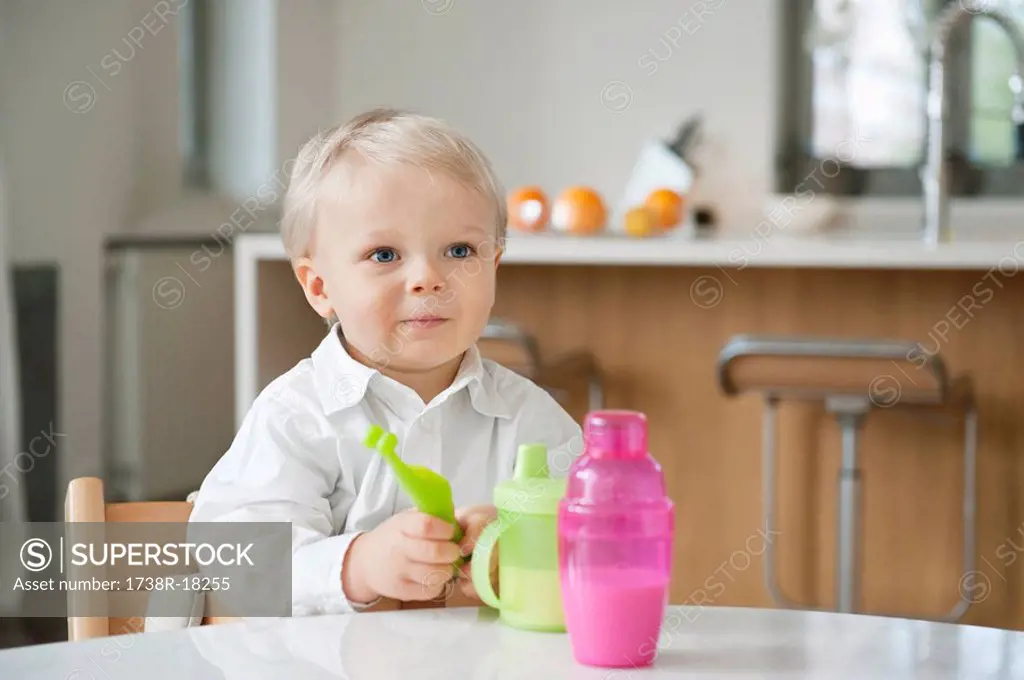 Boy sitting at a dining table