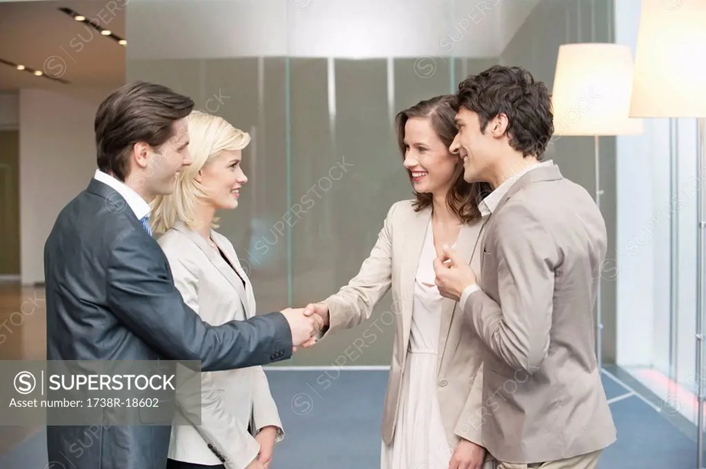 Business executives shaking hands