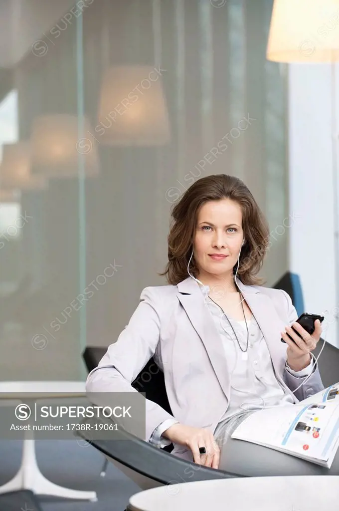 Woman listening to an MP3 player