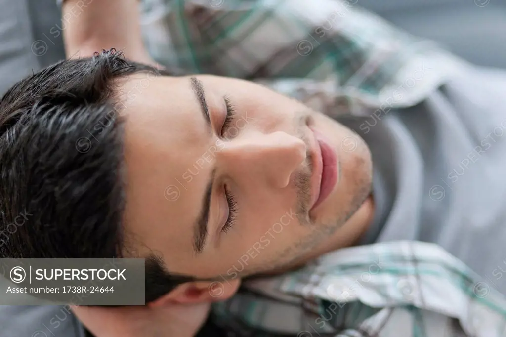 Close_up of a man resting