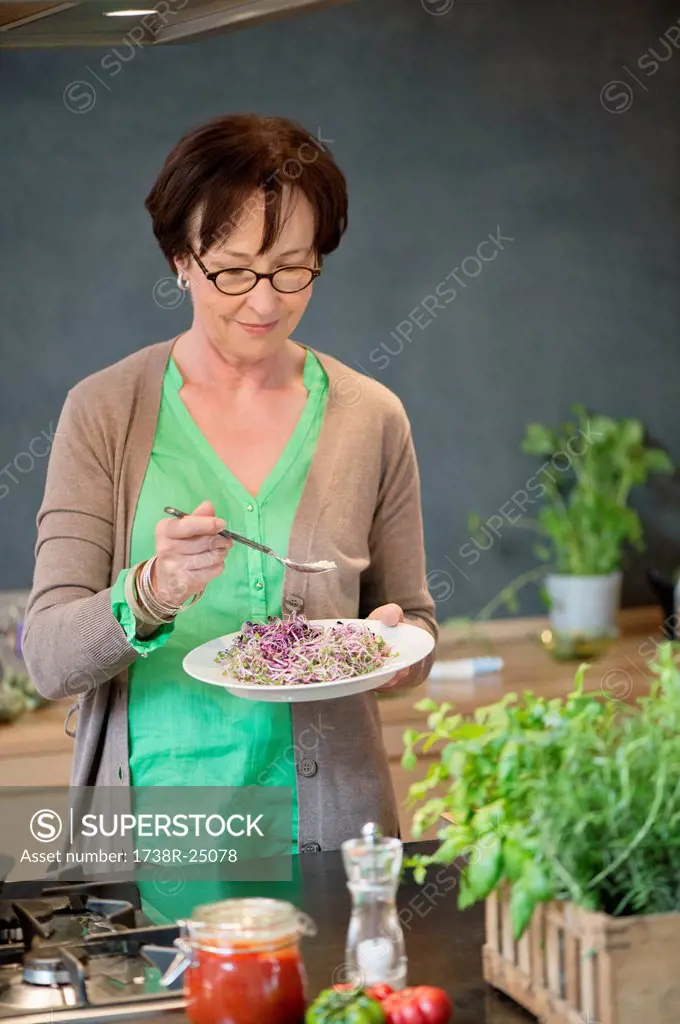 Woman tasting food