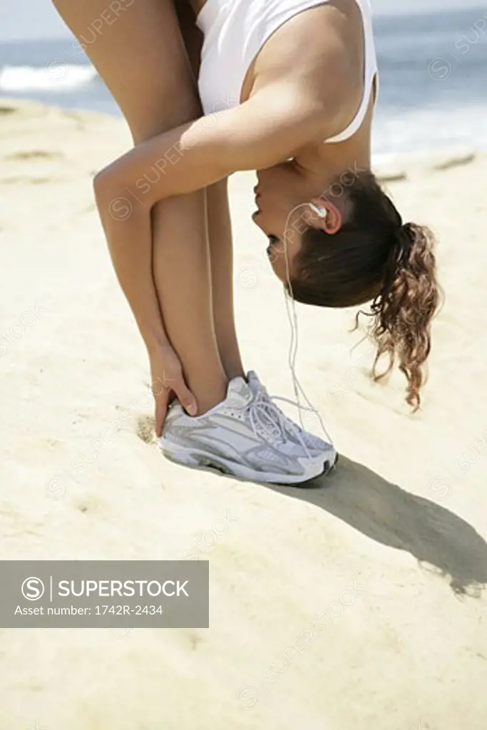 View of a woman exercising.