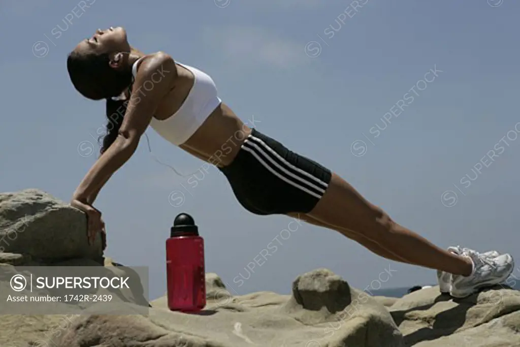 View of a woman exercising.