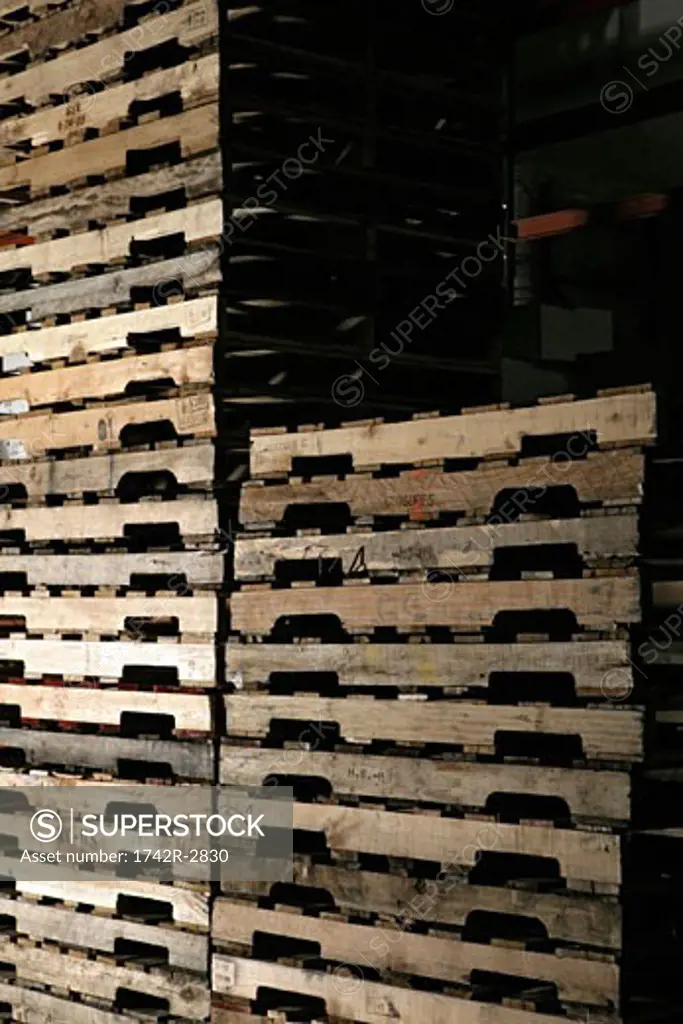 View of a pile of pallets.