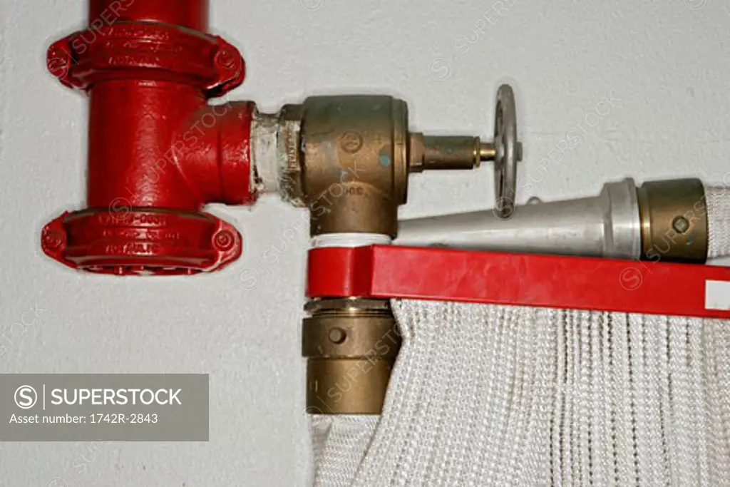 View of a section of a fire extinguisher.