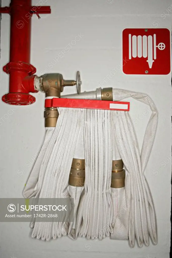 View of a section of a fire extinguisher.