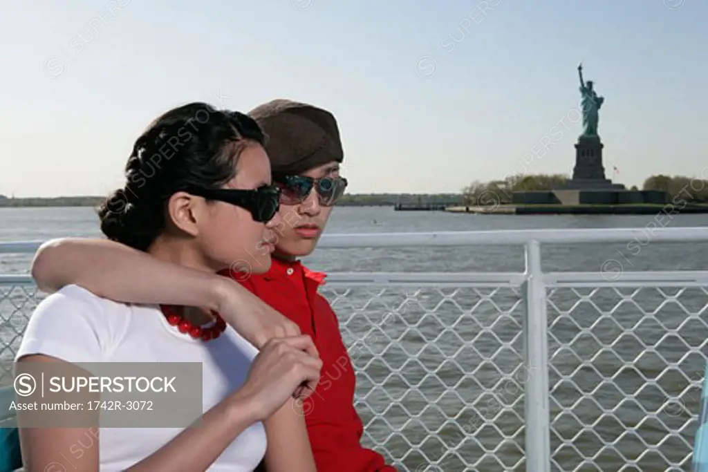 Young couple on a ferryboat
