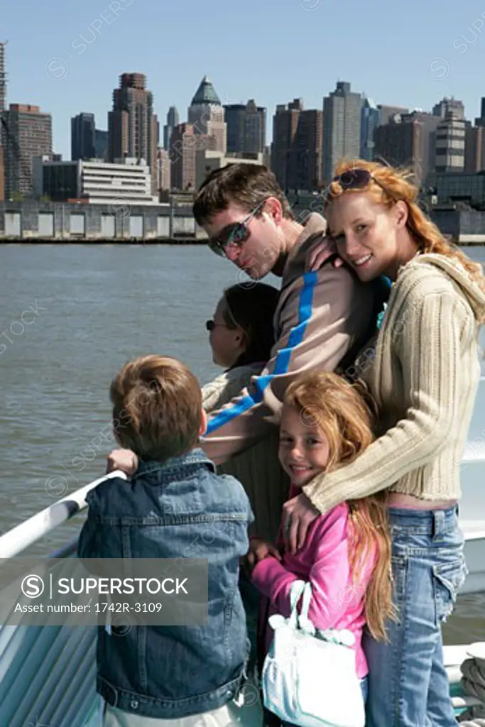 Family sightseeing on a ferry