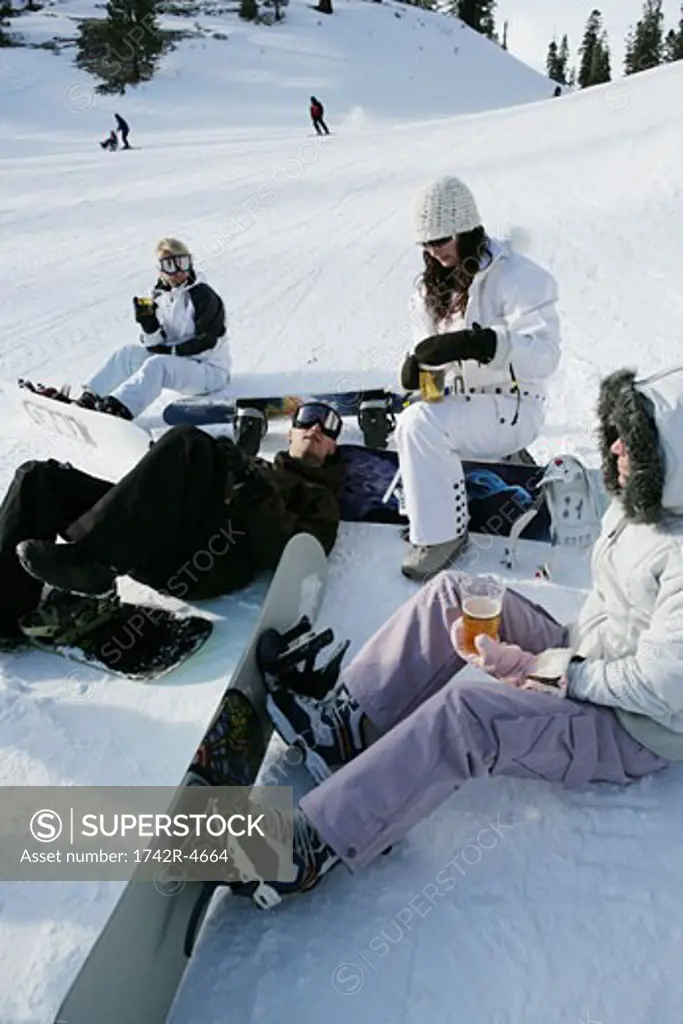 Group of friends on a ski slope